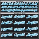 Custom Name and Number Personalized Black White Pinstripe Baseball Jersey in Sky Blue - Authentic Team Apparel Personalized