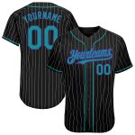 Personalized Teal Purple Black White Pinstripe Baseball Jersey for Custom Team Apparel Personalized Black White Pinstripe