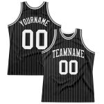 Custom Name and Number Personalized Black White Pinstripe Basketball Jersey Authentic Personalized Black White Pinstripe