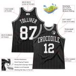 Custom Name and Number Personalized Black White Pinstripe Basketball Jersey Authentic Personalized Black White Pinstripe