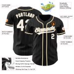 Custom Name Number Authentic Black White Pinstripe Baseball Jersey Personalized Team Cream White City Personalized Black