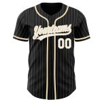 Custom Name Number Authentic Black White Pinstripe Baseball Jersey Personalized Team Cream White City Personalized Black