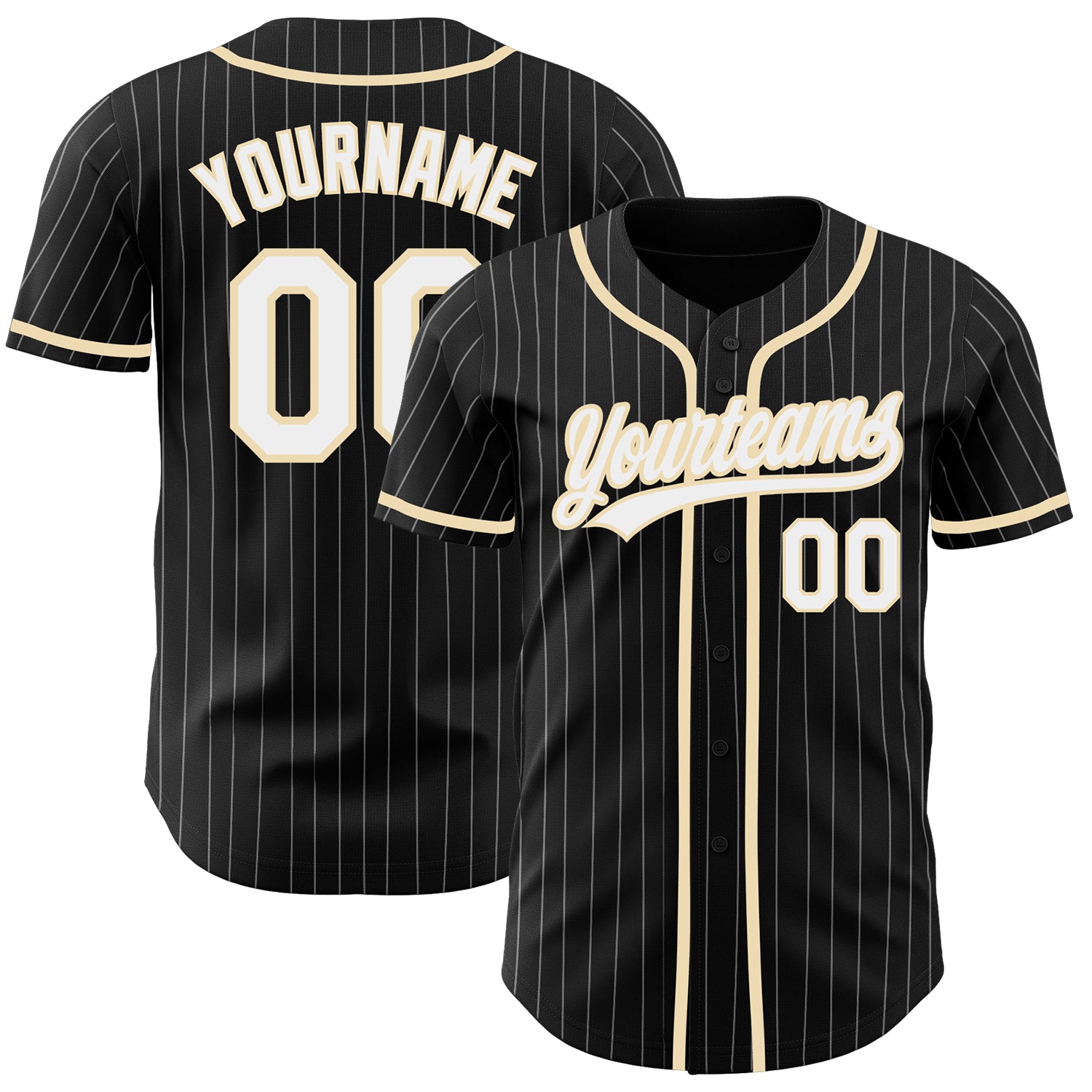 Custom Name Number Authentic Black White Pinstripe Baseball Jersey Personalized Team Cream White City Personalized Black