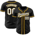 Custom Name and Number Personalized Black and White Pinstripe Authentic Baseball Jersey - Team Jersey Personalized Black