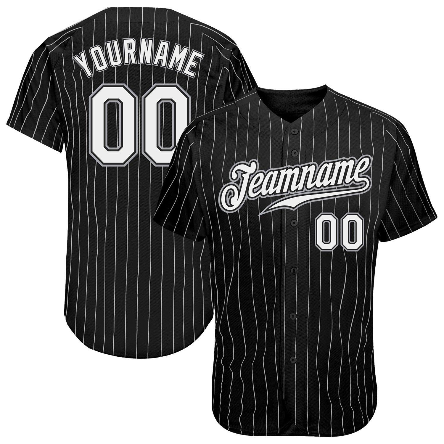 Custom Name and Number Personalized Black White Pinstripe Baseball Jersey for Authentic Team Personalized Black White Pinstripe