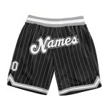 Custom Name Number Basketball Shorts Black White Pinstripe Authentic Team Gray Personalized Black White Pinstripe White-Gray