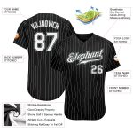 Personalized Black White Pinstripe Baseball Jersey - Custom Gray Sports Jersey Personalized Black White Pinstripe White-Gray