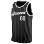 Personalized Black White Pinstripe Basketball Jersey - Gray Custom Team Gear Personalized Black White Pinstripe White-Gray