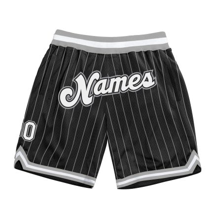 Personalized Black and White Pinstripe Basketball Shorts for Men and Women Personalized Black White Pinstripe White-Gray