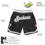 Personalized Black and White Pinstripe Basketball Shorts for Men and Women Personalized Black White Pinstripe White-Gray