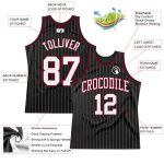 Personalized Custom Name Number Basketball Jersey Black White Pinstripe White Maroon Authentic Design Personalized Black