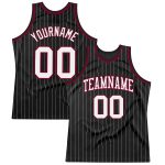 Custom Black and White Pinstripe Basketball Jersey - White and Maroon Design Personalized Black White Pinstripe White-Maroon
