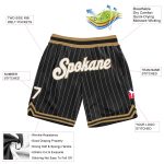 Custom Team Basketball Shorts - Personalized Black White Pinstripe with Name & Number - Authentic Old Gold Design Personalized