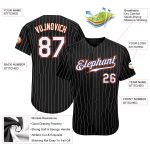Customizable Black and White Pinstripe Baseball Jersey - Personalized Team Name and Number - Authentic Style Personalized