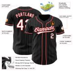 Personalized Authentic Baseball Jersey in Black White Pinstripe with White-Red Accents Personalized Black White Pinstripe