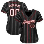 Custom Name and Number Personalized Black and White Pinstripe Softball Jersey - Authentic Team Gear Personalized Black White