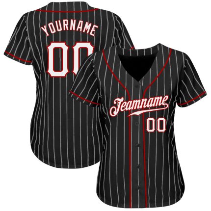 Custom Name and Number Personalized Black and White Pinstripe Softball Jersey - Authentic Team Gear Personalized Black White