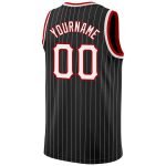 Personalized Black White Red Basketball Jersey with Pinstripe Design Personalized Black White Pinstripe White-Red Basketball