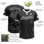 Personalized Unisex Softball Jersey - Black White Pinstripe Two-Button Design Personalized Black White Pinstripe White Two-Button