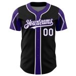 Custom Personalized Black White Purple Baseball Jersey - Authentic Team Jersey with Name and Number Personalized Black White-Purple