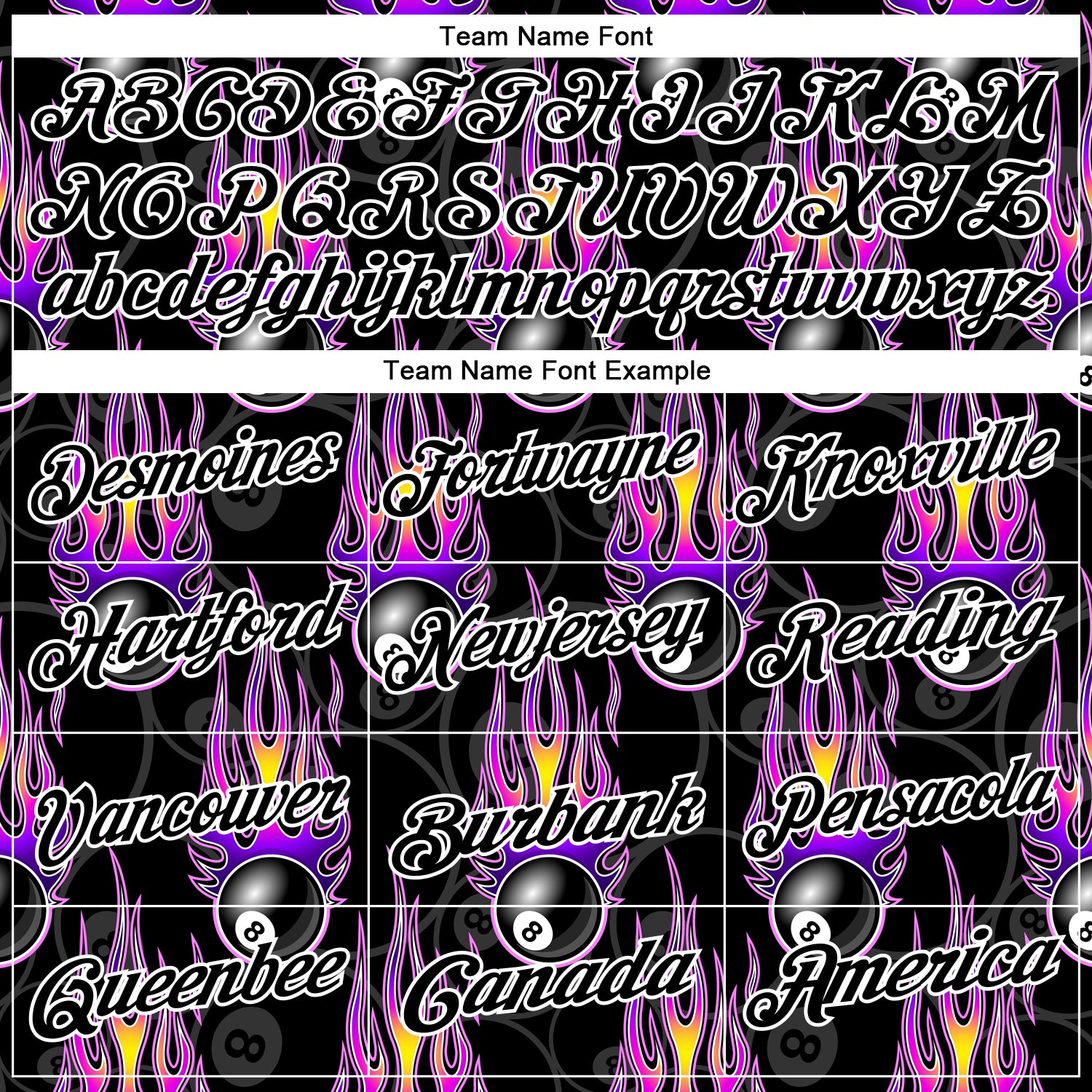 Personalized 3D Bowling Ball Hotrod Flame Performance Polo Shirt in Black and Purple Personalized Black White-Purple 3D Bowling - Image 4