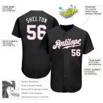 Custom Name and Number Authentic Baseball Jersey in Black, White & Purple - Personalized Team Apparel Personalized Black