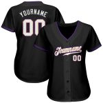 Custom Name and Number Authentic Baseball Jersey in Black, White & Purple - Personalized Team Apparel Personalized Black