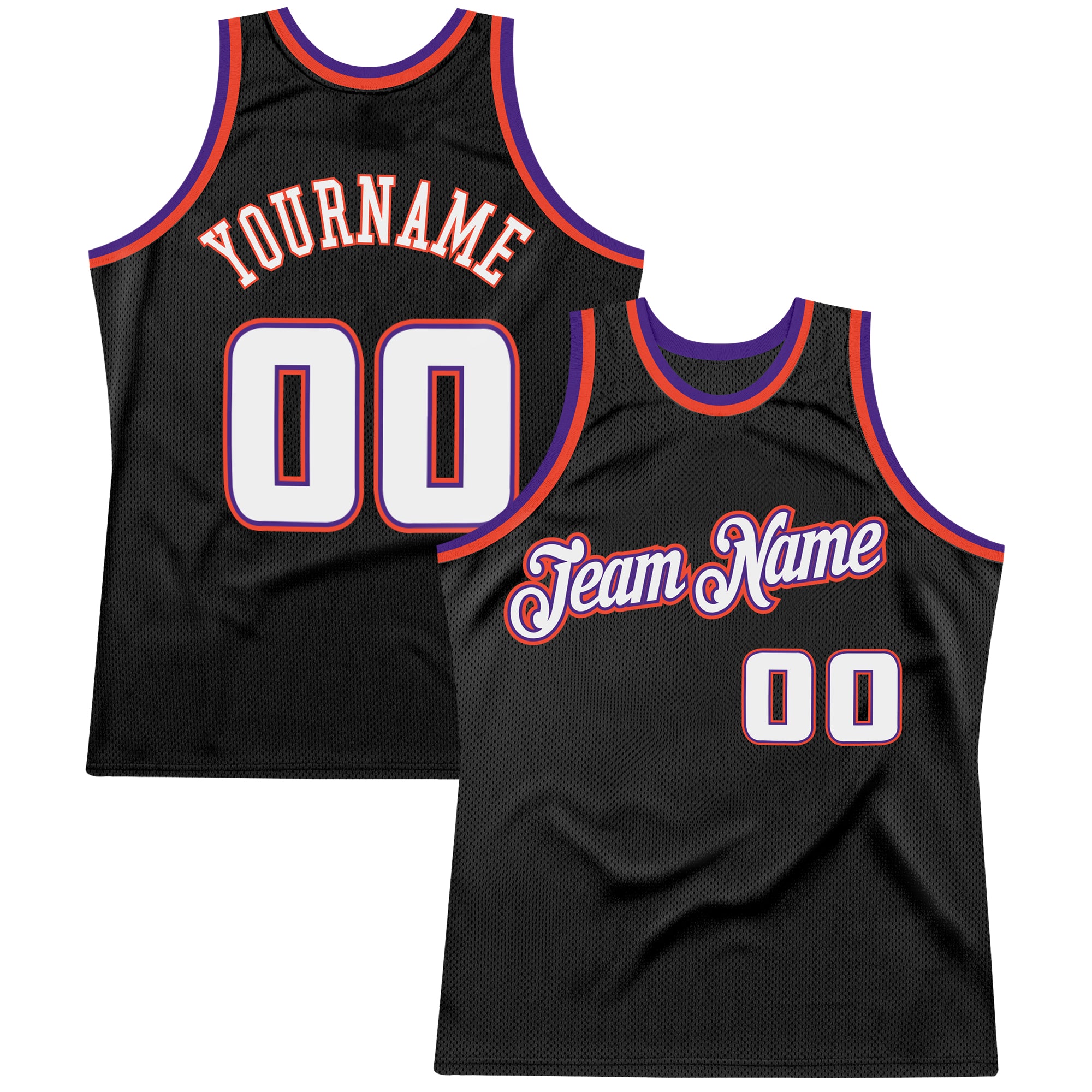 Personalized Authentic Basketball Jersey in Black, White, and Purple - Throwback Style Personalized Black White-Purple Authentic