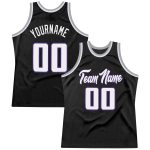 Customizable Basketball Jersey with Team Name & Number - Black White-Purple Authentic Throwback Personalized Black White-Purple