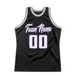 Customizable Basketball Jersey with Team Name & Number - Black White-Purple Authentic Throwback Personalized Black White-Purple
