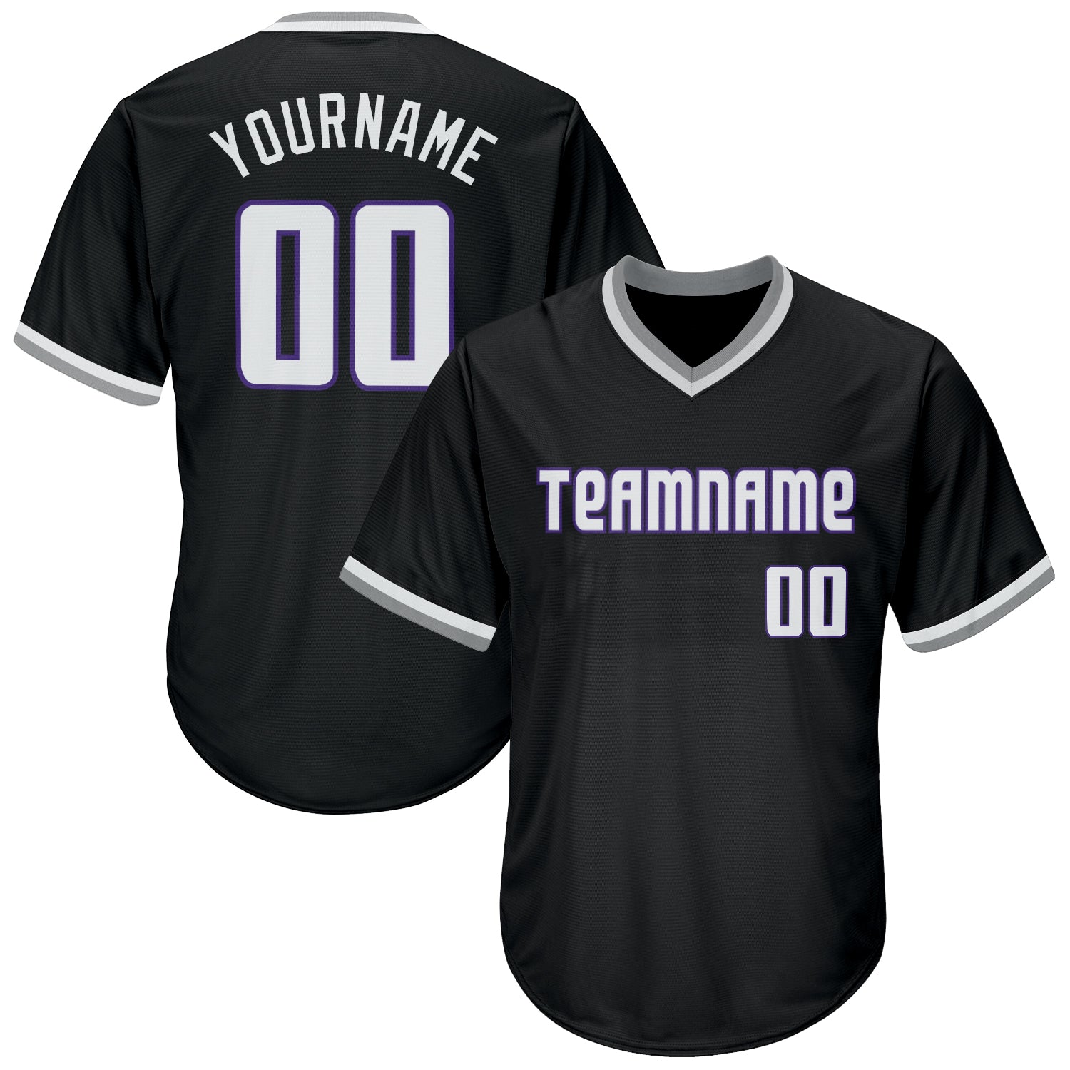 Custom Name Number Personalized Baseball Jersey Black White Purple Throwback Rib-Knit Shirt Authentic Team Apparel Personalized