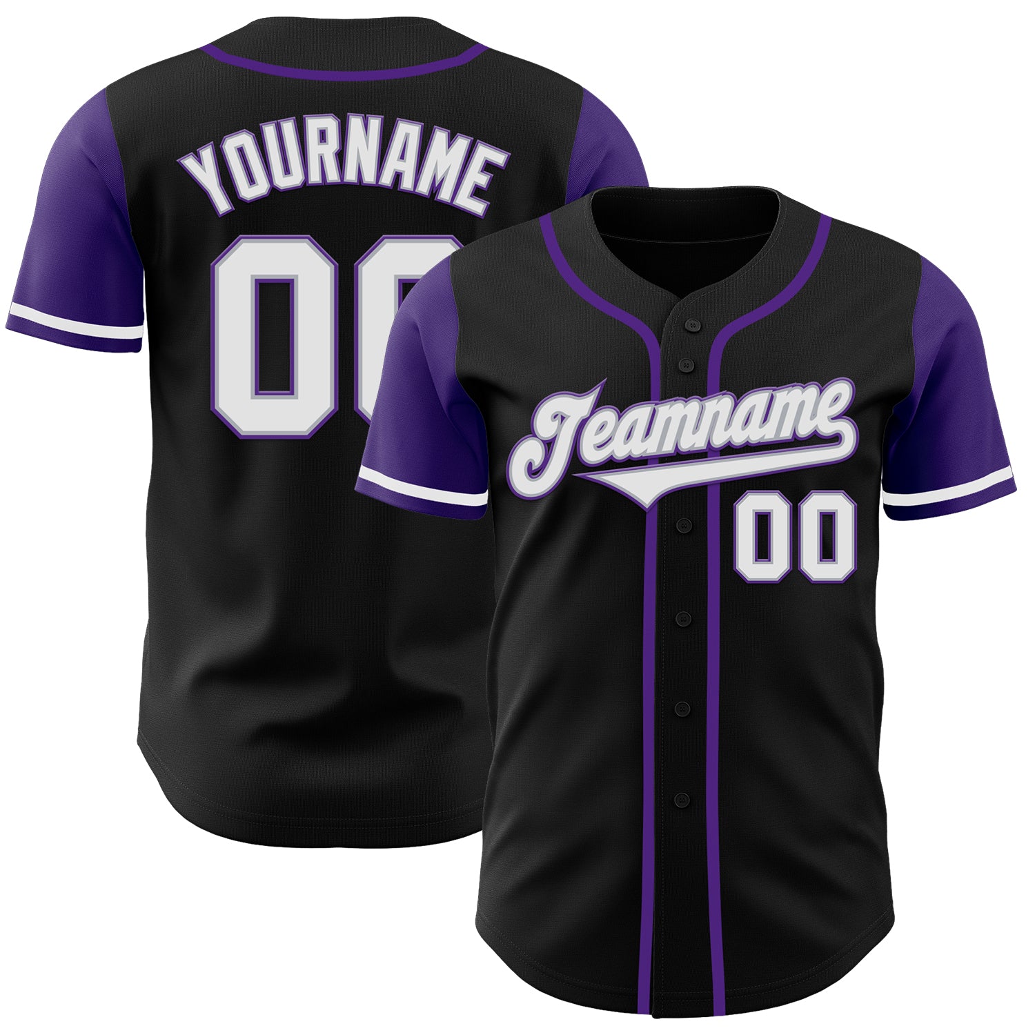 Custom Name and Number Two Tone Baseball Jersey - Personalized Black White-Purple Authentic Team Apparel Personalized Black