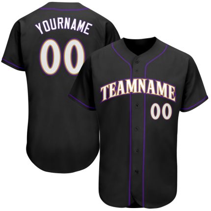 Personalized Black and Purple Baseball Jersey for Men and Women Personalized Black White-Purple Baseball Jersey 2
