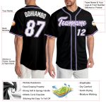 Personalized Black and Purple Baseball Jersey for Men - Custom Team Sports Apparel Personalized Black White-Purple Baseball