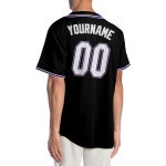 Personalized Black and Purple Baseball Jersey for Men - Custom Team Sports Apparel Personalized Black White-Purple Baseball