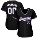 Personalized Black Purple Baseball Jersey for Men Women Kids Size 4 Personalized Black White-Purple Baseball Jersey 4
