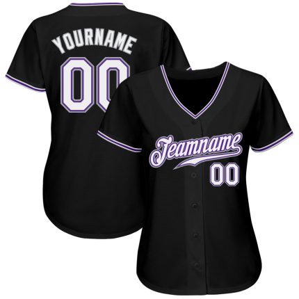 Personalized Black Purple Baseball Jersey for Men Women Kids Size 4 Personalized Black White-Purple Baseball Jersey 4