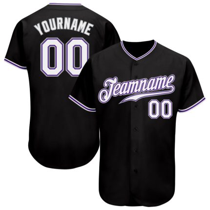 Personalized Black Purple Baseball Jersey for Men Women Kids Size 4 Personalized Black White-Purple Baseball Jersey 4