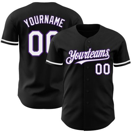 Customizable Black White Purple Baseball Jersey for Men and Women Personalized Black White-Purple Baseball Jersey 5