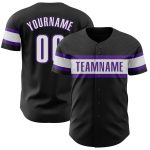 Customizable Black and White Purple Baseball Jersey for Kids - Size 6 Personalized Black White-Purple Baseball Jersey 6