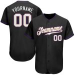 Customizable Black Purple Baseball Jersey - Personalized Team Jersey Personalized Black White-Purple Baseball Jersey