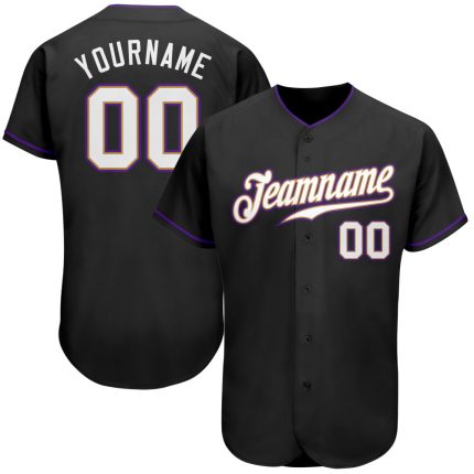 Customizable Black Purple Baseball Jersey - Personalized Team Jersey Personalized Black White-Purple Baseball Jersey