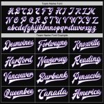 Custom Team Name and Number Two Tone Black White Purple Bomber Full-Snap Varsity Letterman Jacket Personalized Black White-Purple