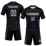 Custom Name Number Volleyball Jersey Personalized Black White Purple Lines Team Uniform Personalized Black White-Purple Bright