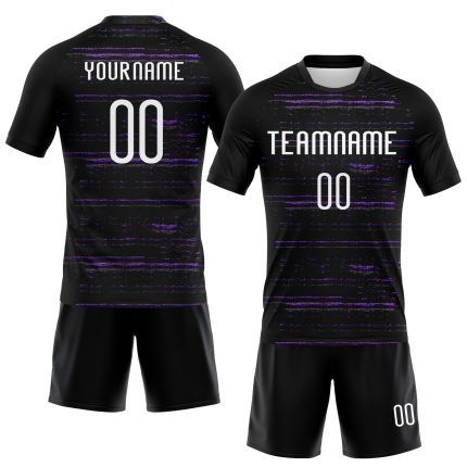 Custom Name Number Volleyball Jersey Personalized Black White Purple Lines Team Uniform Personalized Black White-Purple Bright