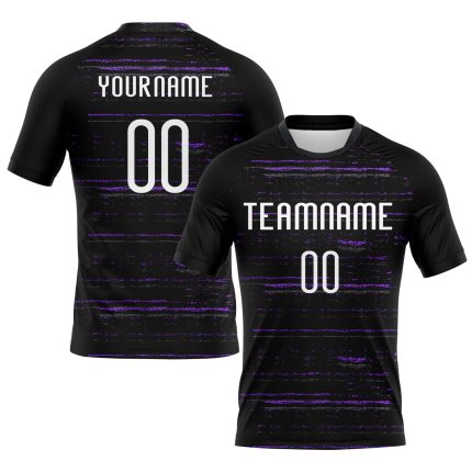 Custom Name Number Volleyball Jersey Personalized Black White Purple Lines Team Uniform Personalized Black White-Purple Bright