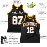 Personalized Basketball Jersey in Black White Purple Gold - Retro Style Sports Apparel Personalized Black White Purple-Gold
