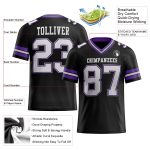 Personalized Football Jersey in Black, White, Purple & Gray Mesh for Ultimate Style & Comfort Personalized Black White Purple-Gray