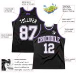Personalized Basketball Jersey in Black White Purple Gray - Custom Throwback Style Personalized Black White Purple-Gray Throwback