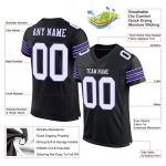 Custom Black and Purple Football Jersey with Personalized Name and Number - Authentic Mesh Team Apparel Personalized Black